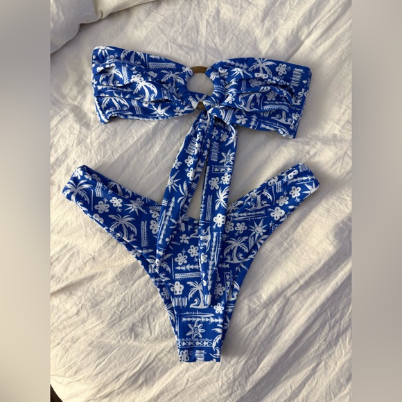 Kulani Kinis Other - KULANIKINIS Blue and White Floral Bikini Set